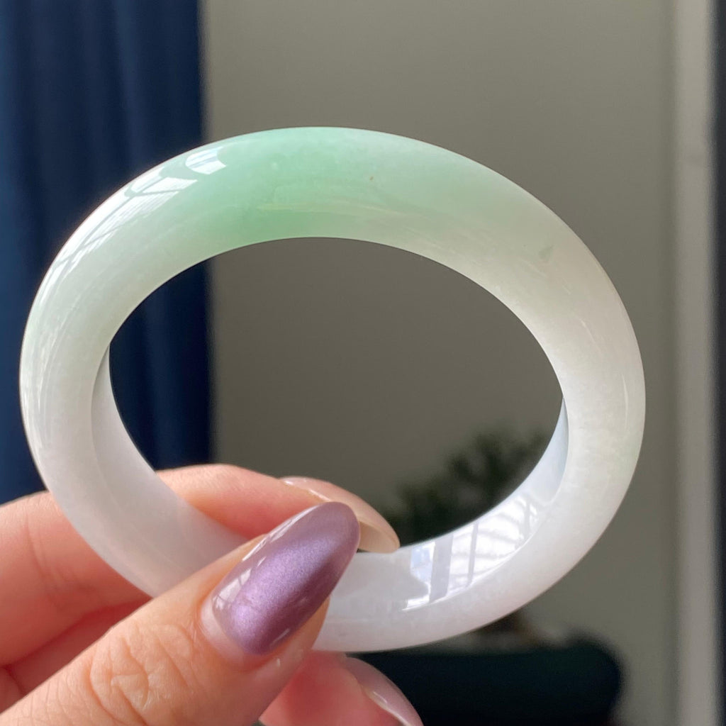 细糯种白底青平安镯手镯（53圈）（yc195663）