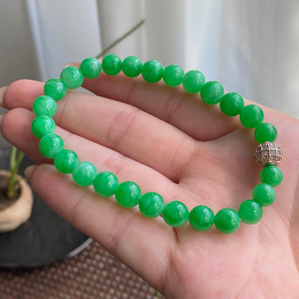 细糯种阳绿单圈手串（26颗）（yc264921）