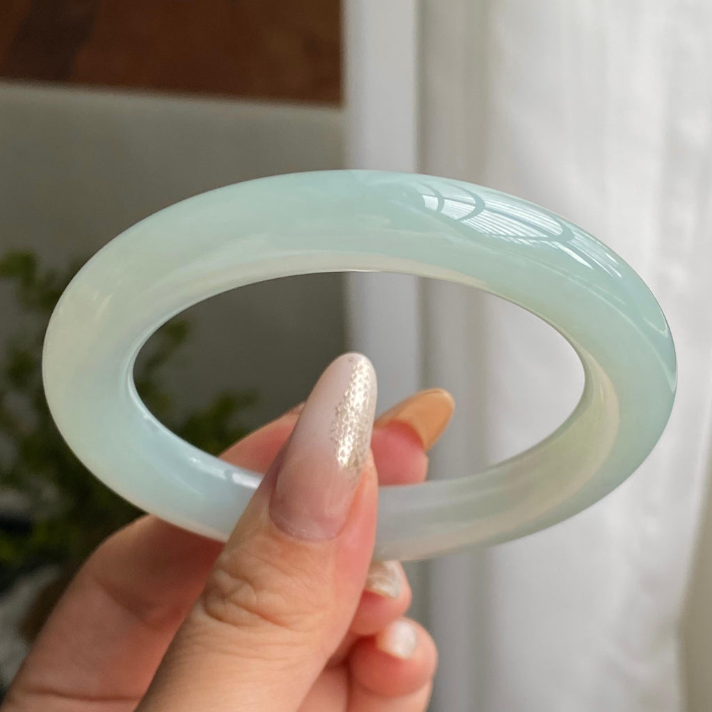 糯冰种晴底圆条手镯（55圈）（yc223124）