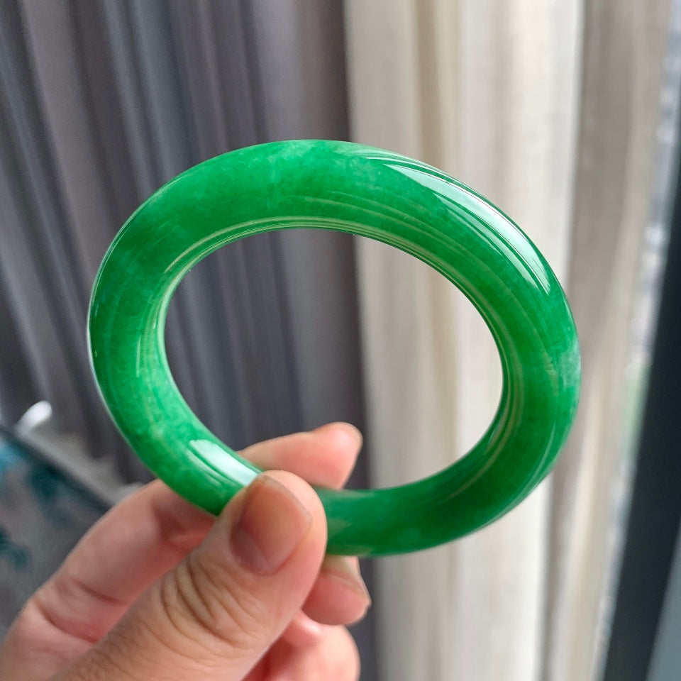 细糯种满绿圆条手镯（55mm）（yc093328）