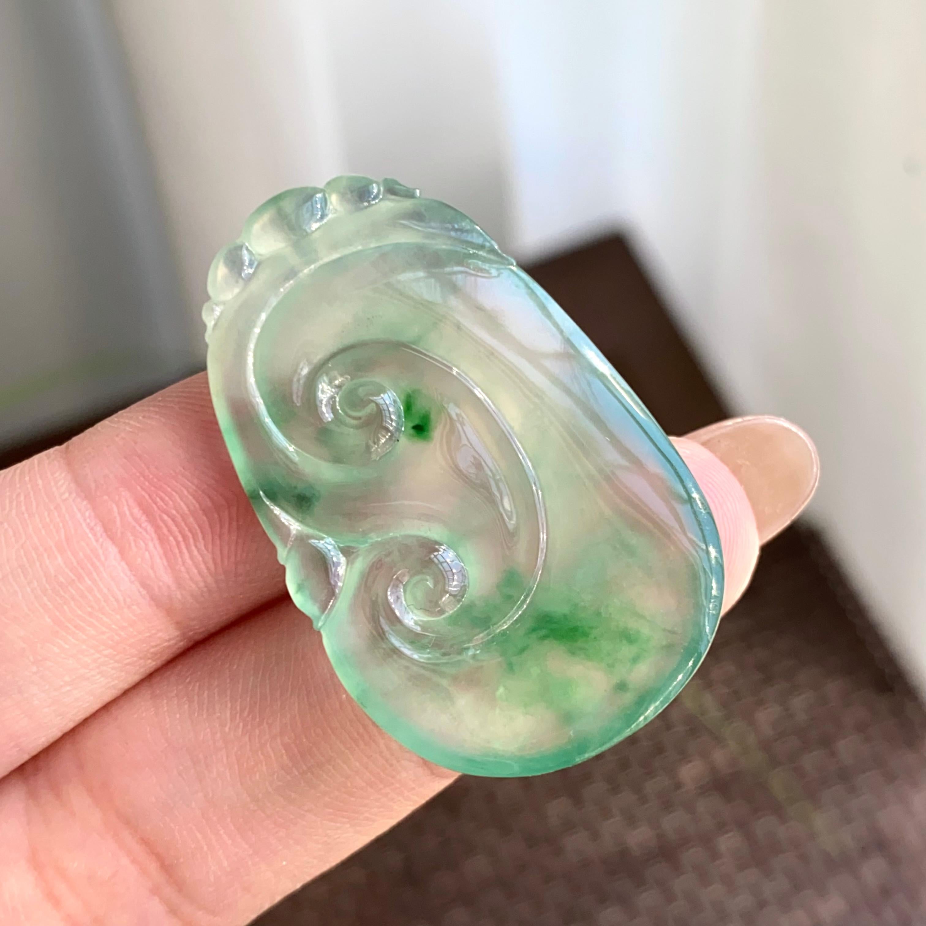 冰种飘花如意吊坠（yc265656）