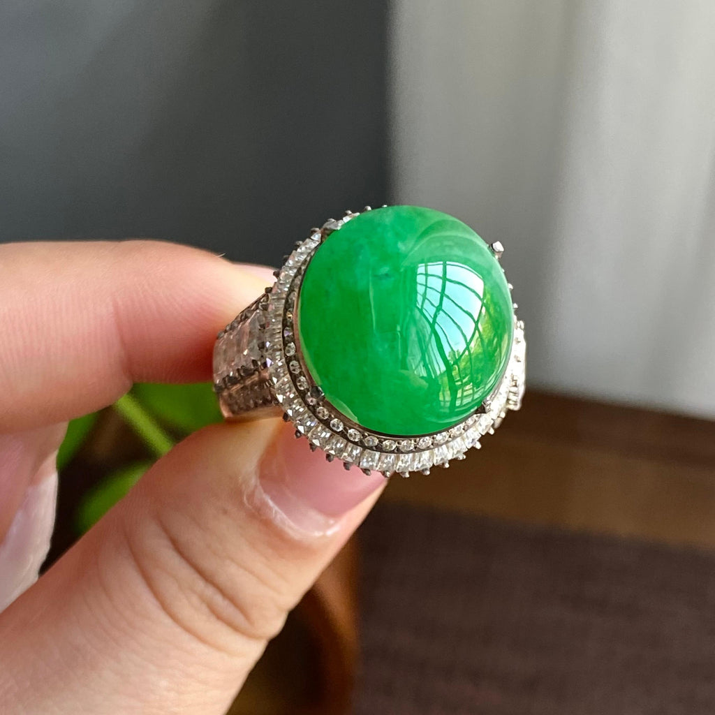 细糯种阳绿裸石蛋面（yc282884）