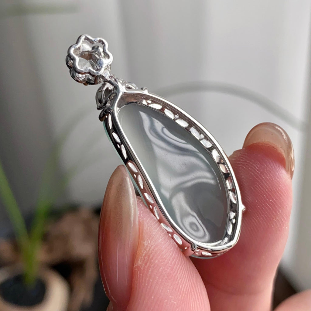 18k金钻镶冰玻种晴底福瓜吊坠（yc260820）