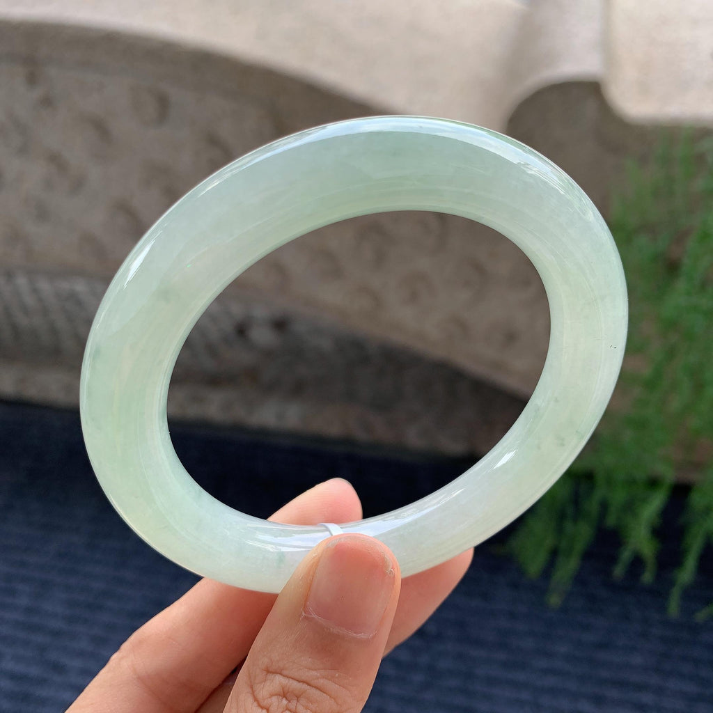 细糯种晴水绿圆条手镯 56.5圈（yc709334）
