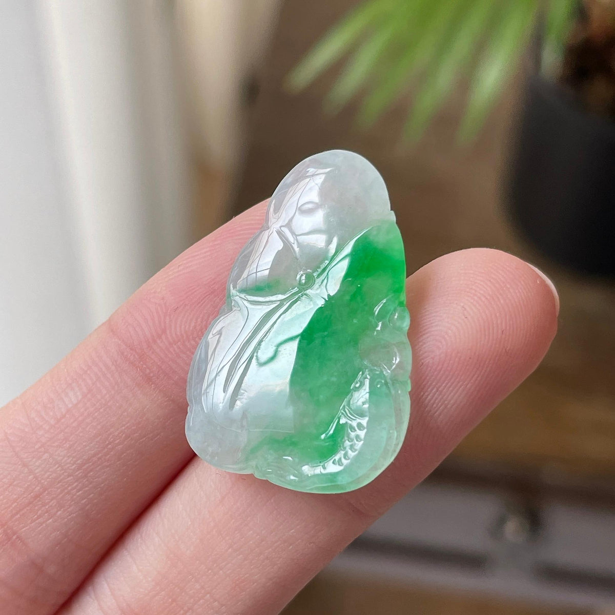 细糯种飘绿荷叶吊坠（yc717270）