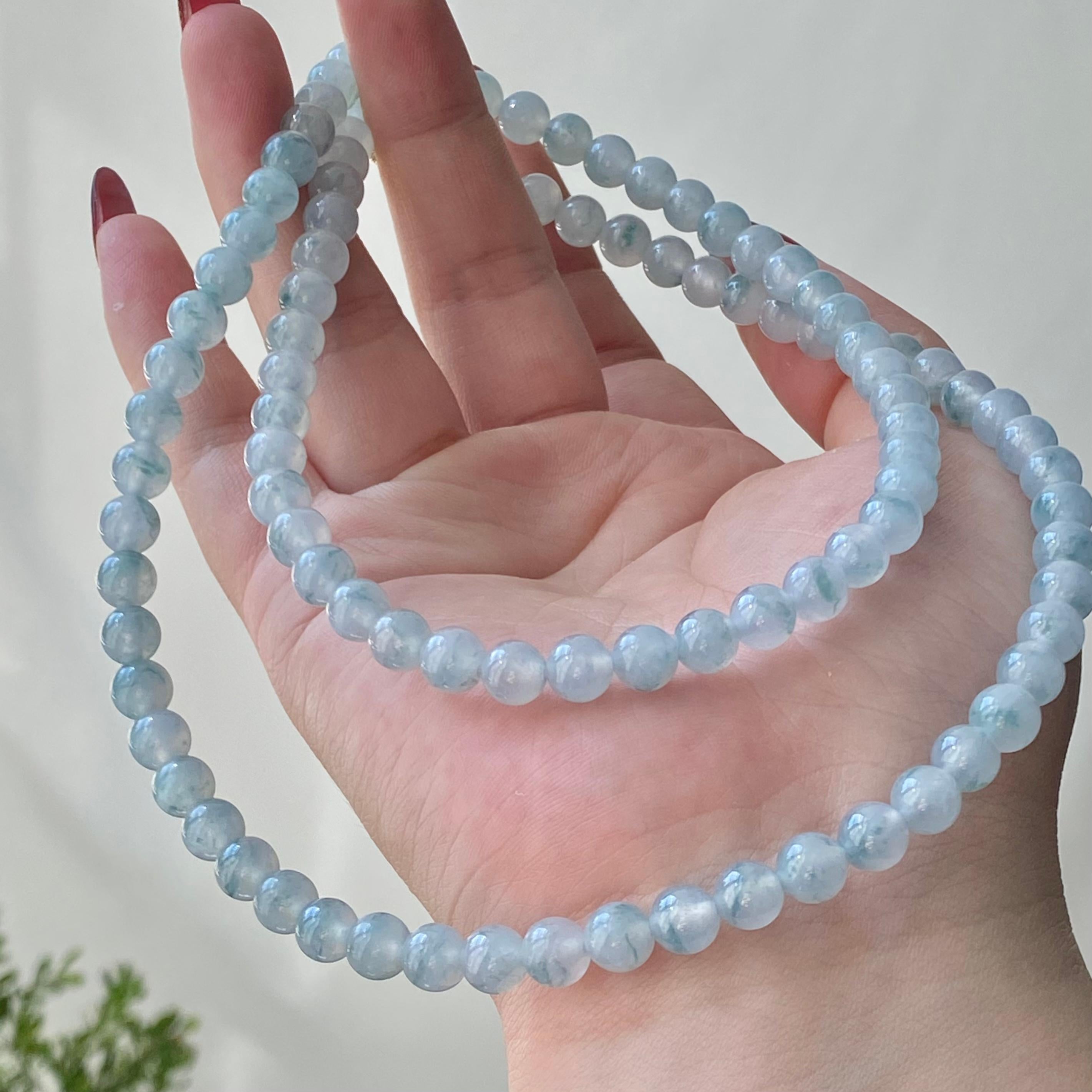 冰种蓝底飘花珠链（100颗）（yc213166）