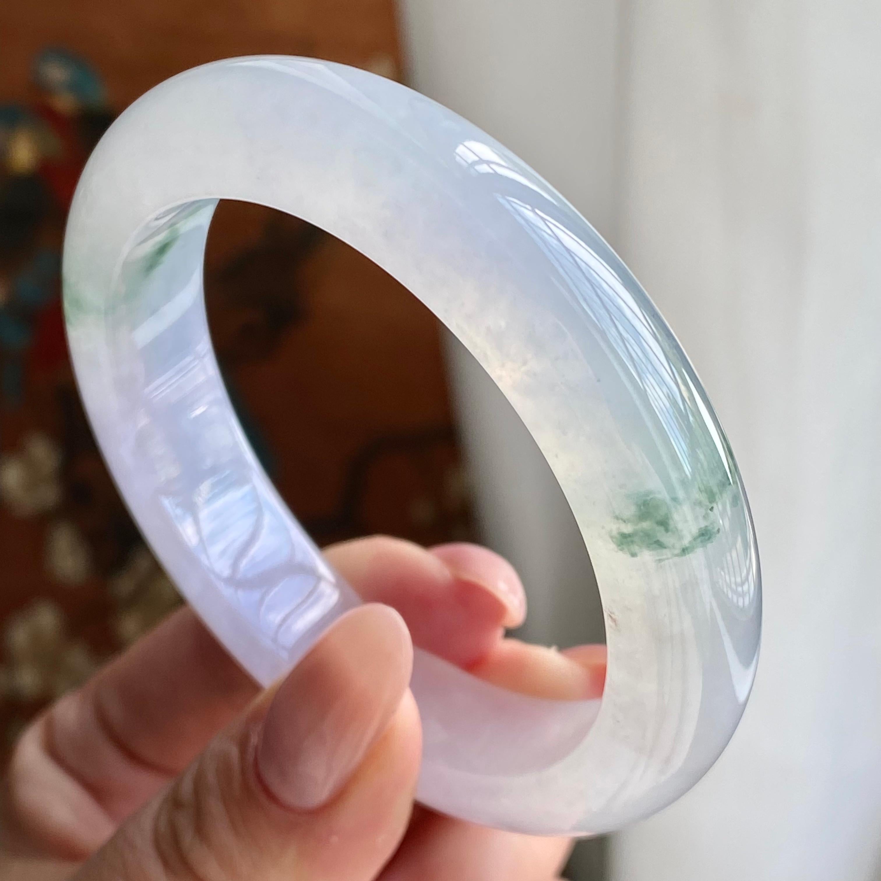 冰种淡春彩飘花平安镯（53圈）（yc228987）