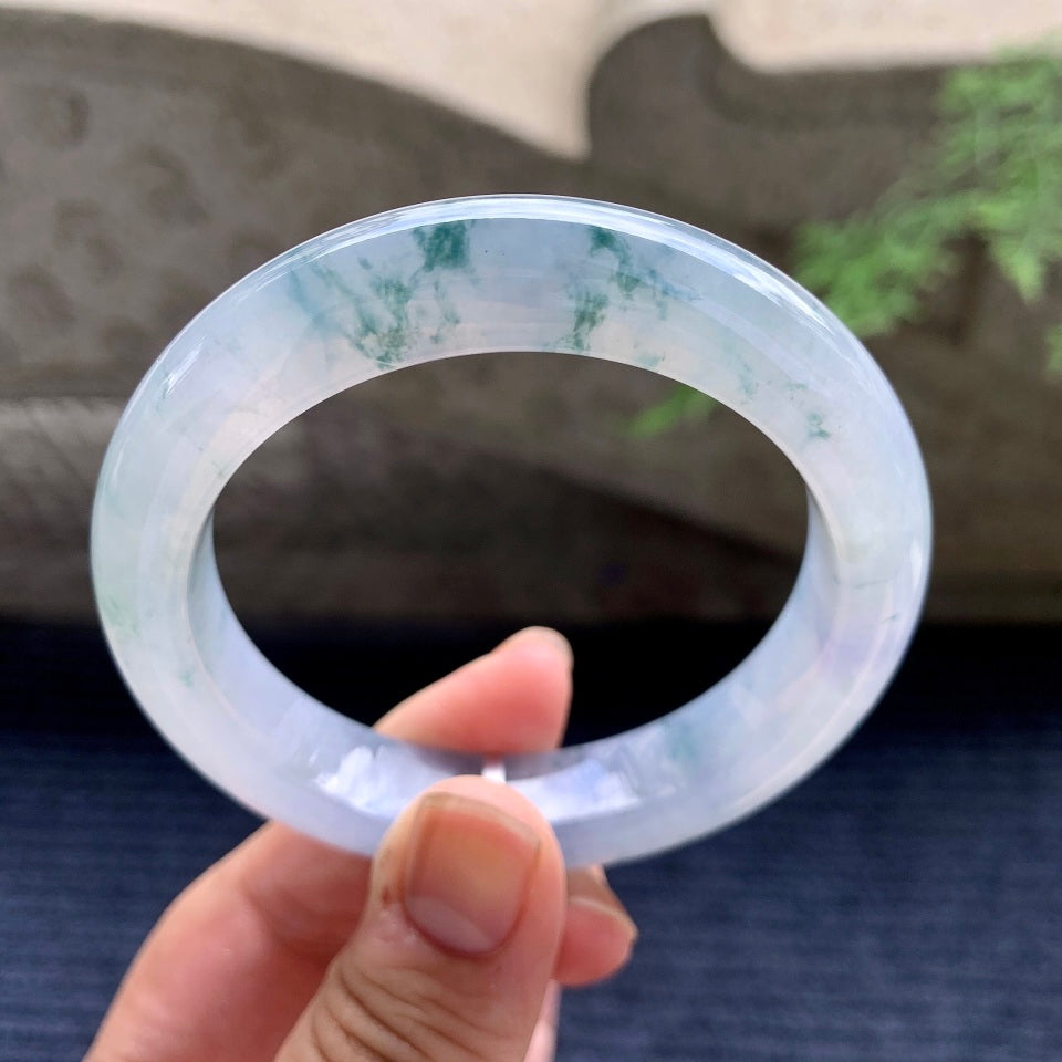 糯冰种紫罗兰飘花平安镯（55mm）（yc169970）