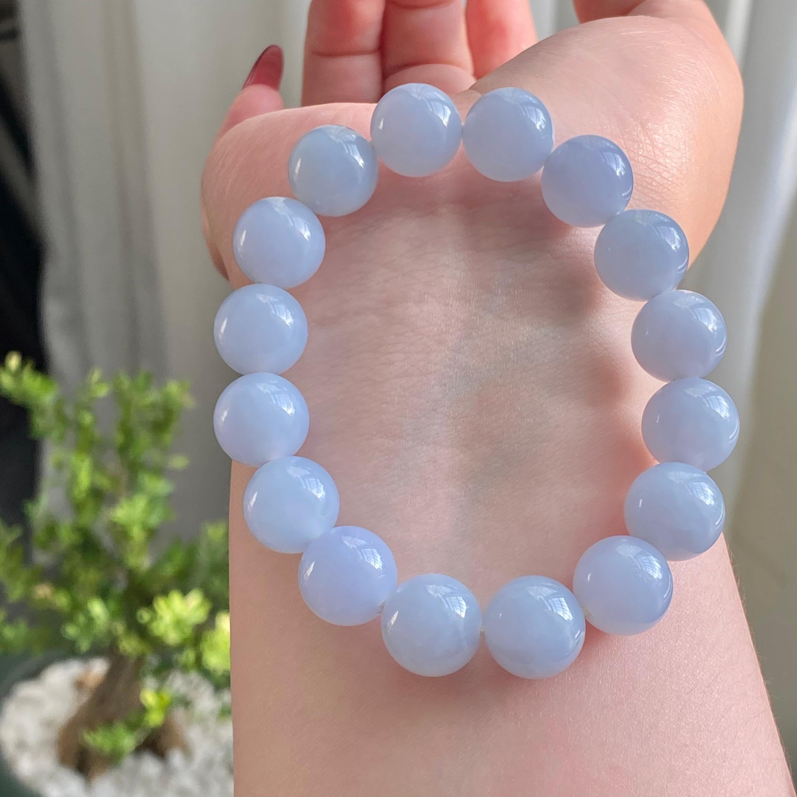 糯冰种紫罗兰单圈手串（16颗）（yc213185）