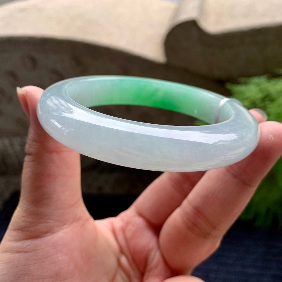 糯冰种飘阳绿平安镯（60.7mm）（yc096214）