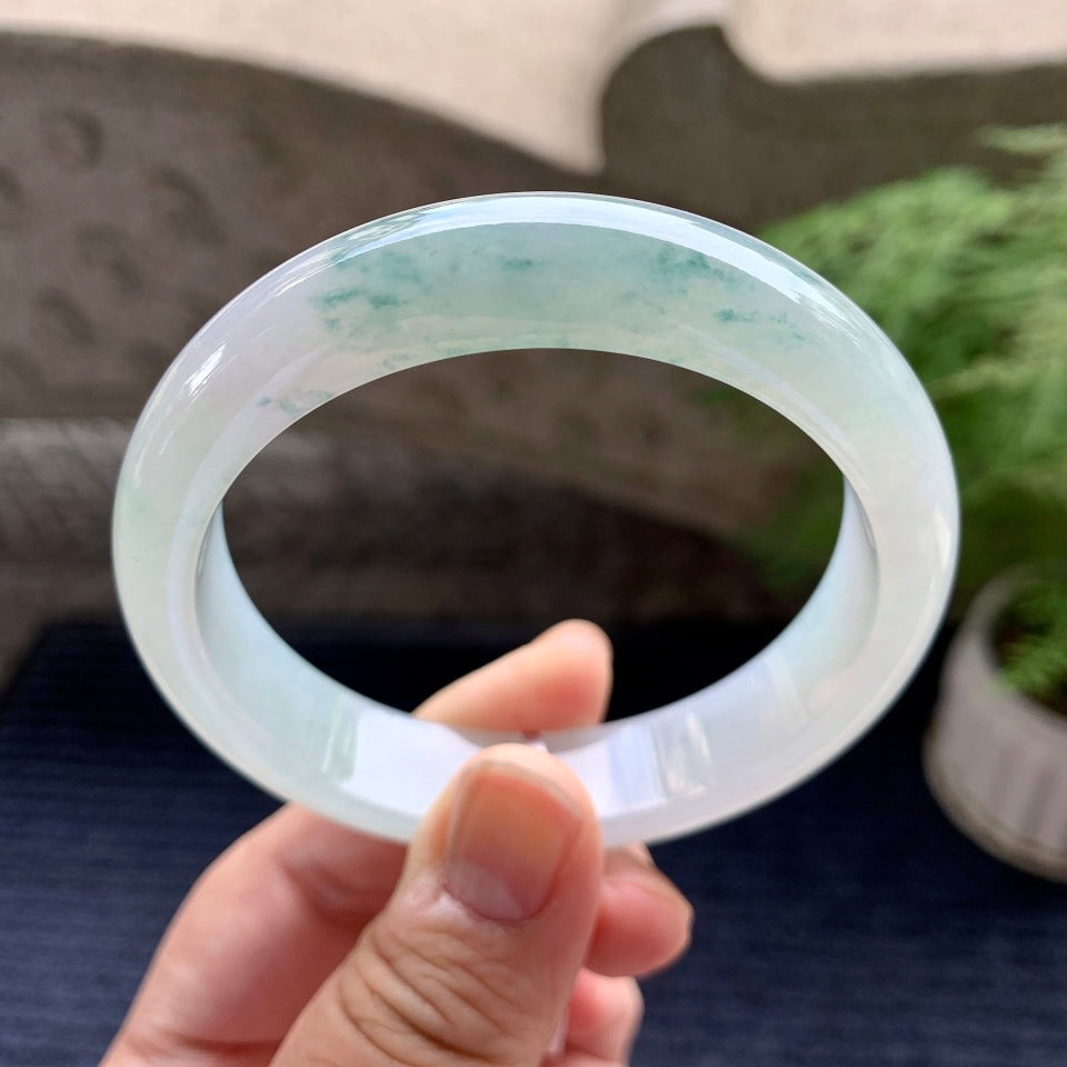 糯冰种飘花平安镯（58mm）（yc098153）