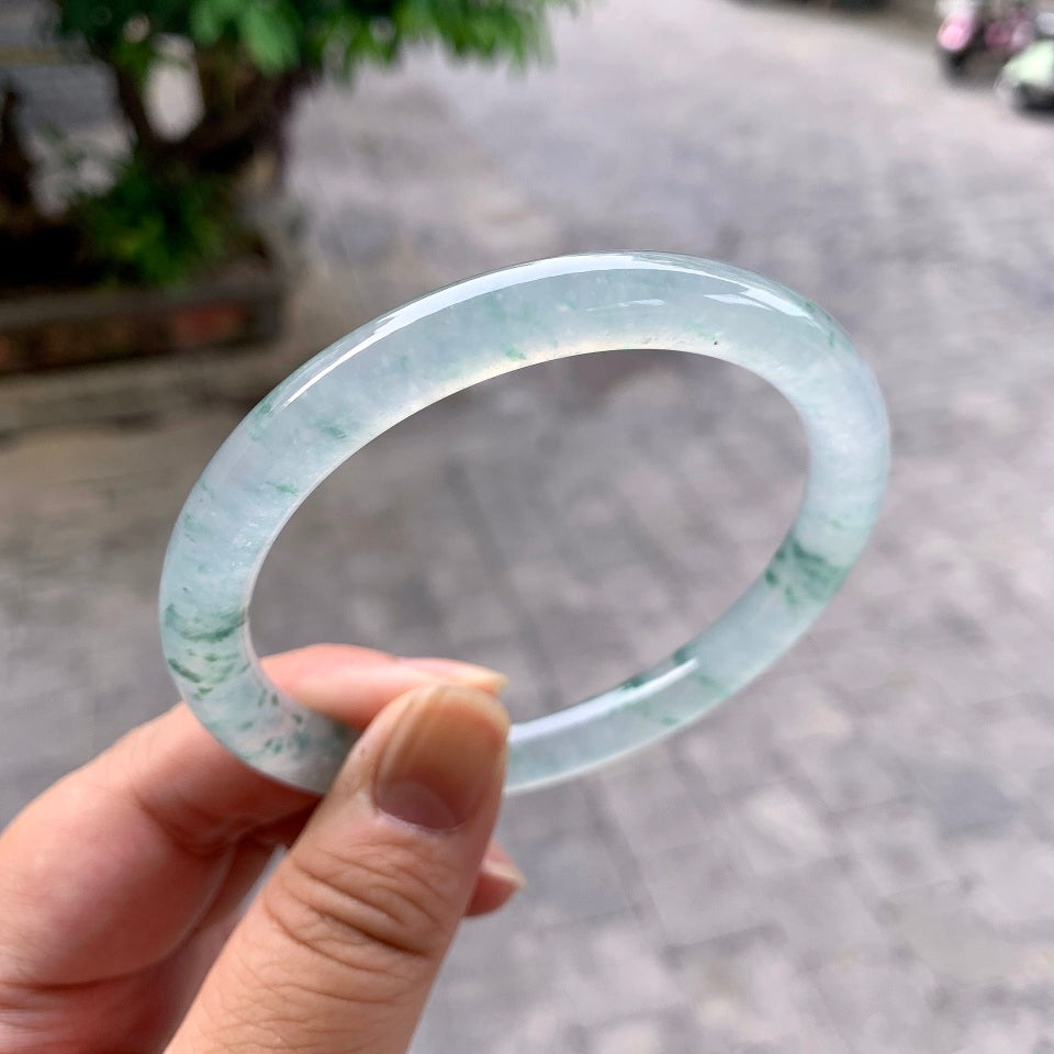 冰种飘花圆条手镯（63.3mm）（yc113972）