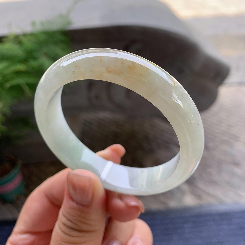 细糯种洒金正圈平安镯 53圈口 天然缅甸A货翡翠（yc499791）