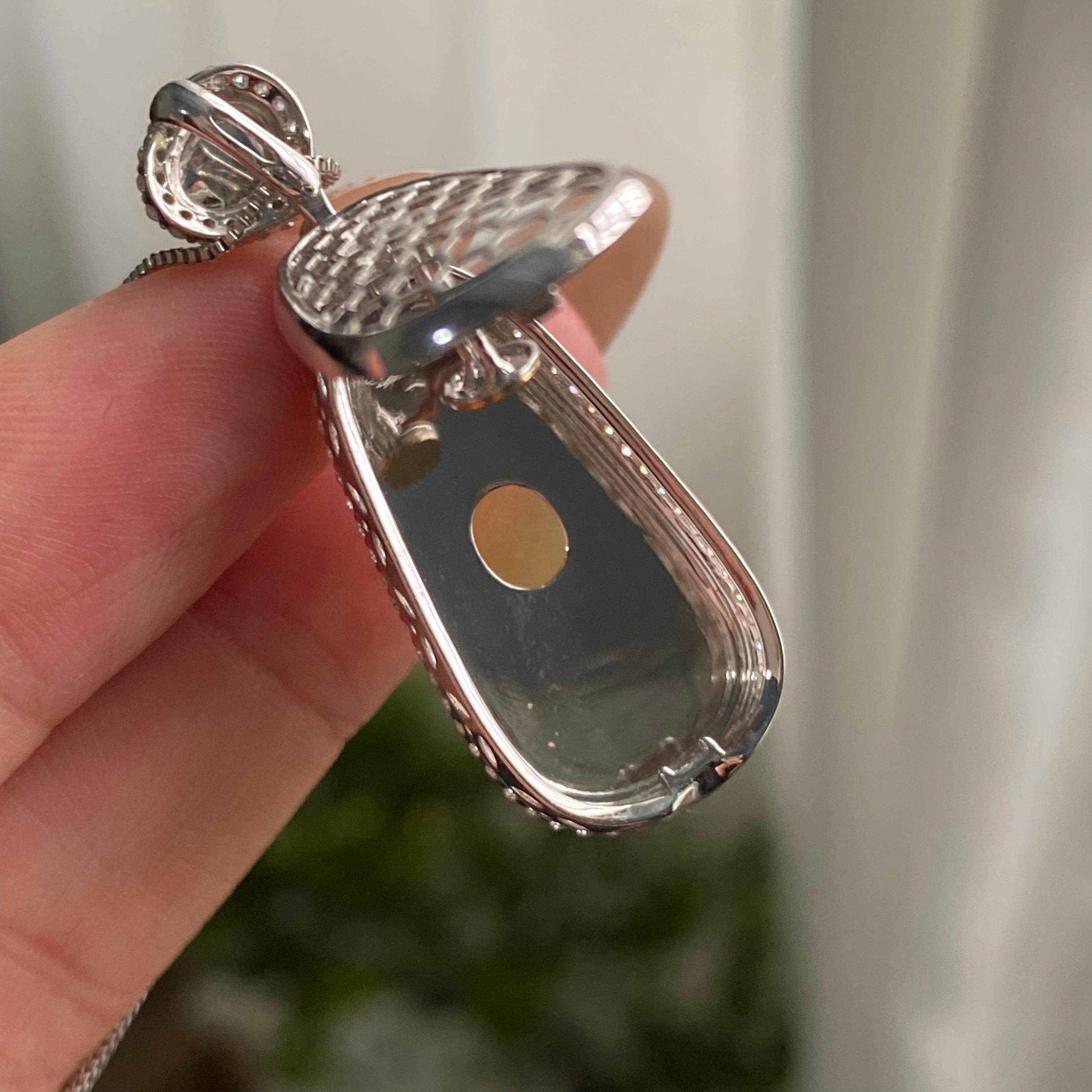 18k金钻镶冰种黄翡无事牌吊坠（yc206765）