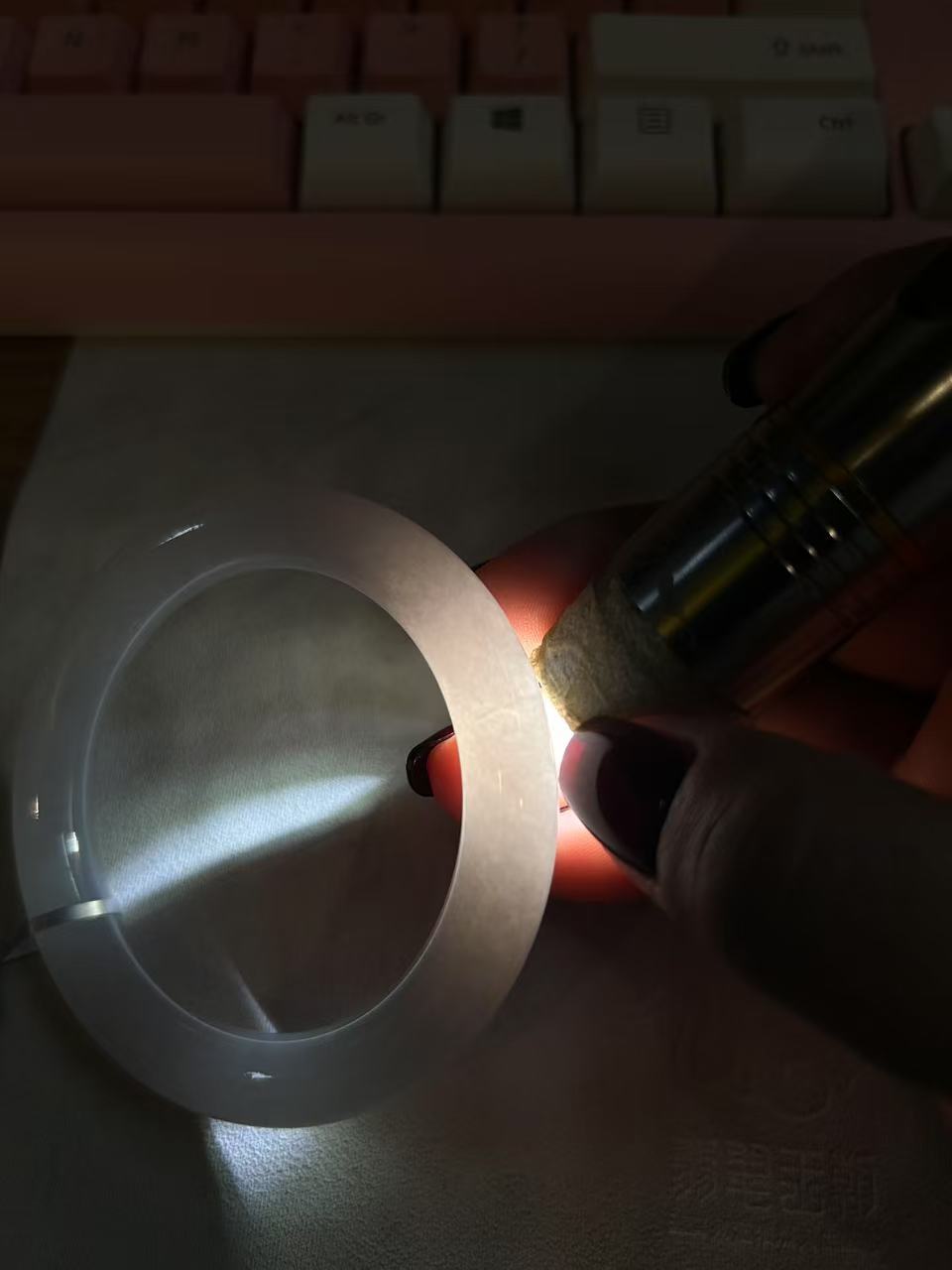 细糯种无色圆条手镯（55.6mm）（yc093436）