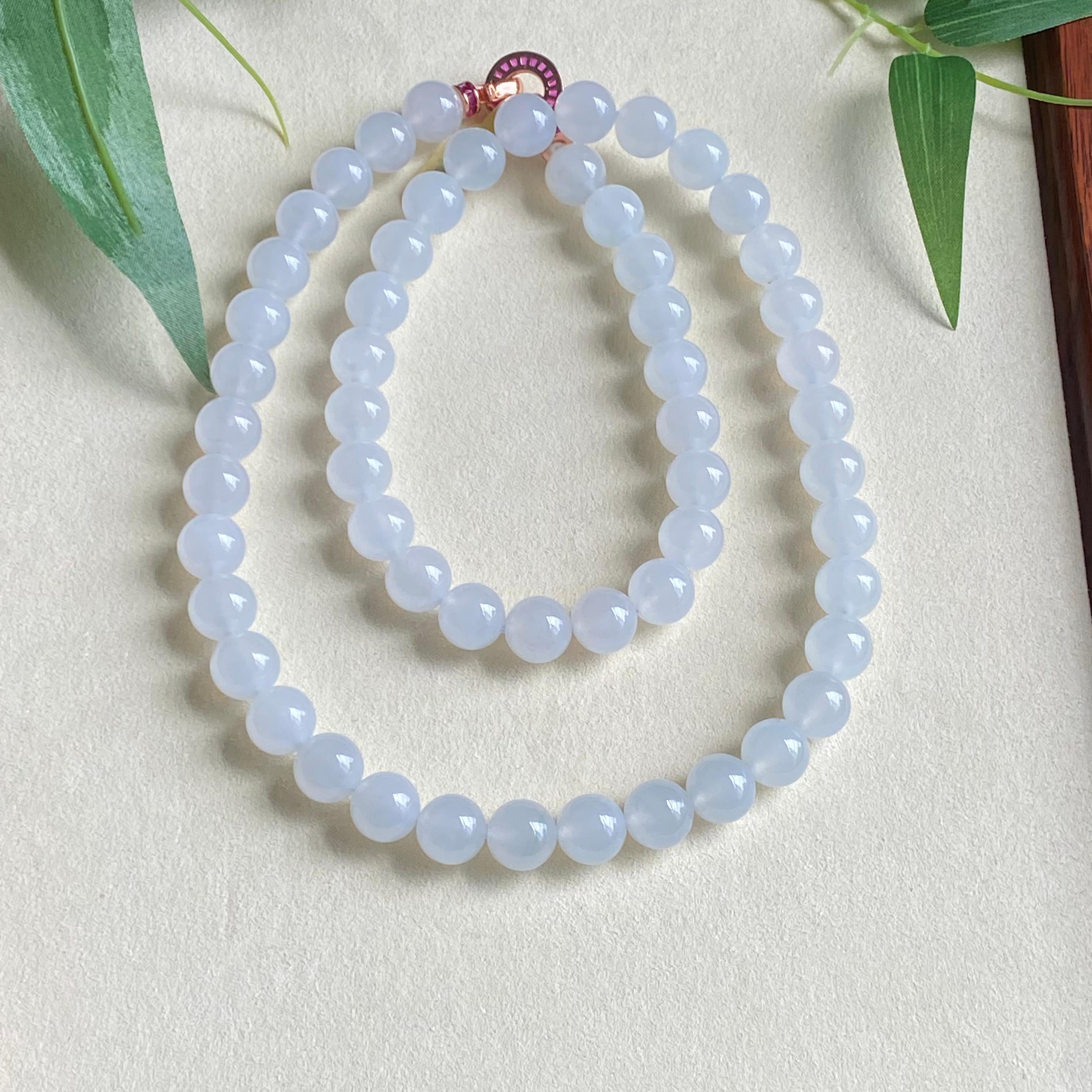 糯冰种白月光珠链（56颗）（yc195190）