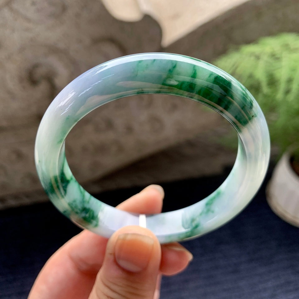 细糯种紫罗兰飘花平安镯（57mm）（yc090968）