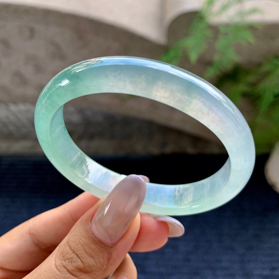 糯冰种飘花贵妃手镯（53.3mm）（yc169935）