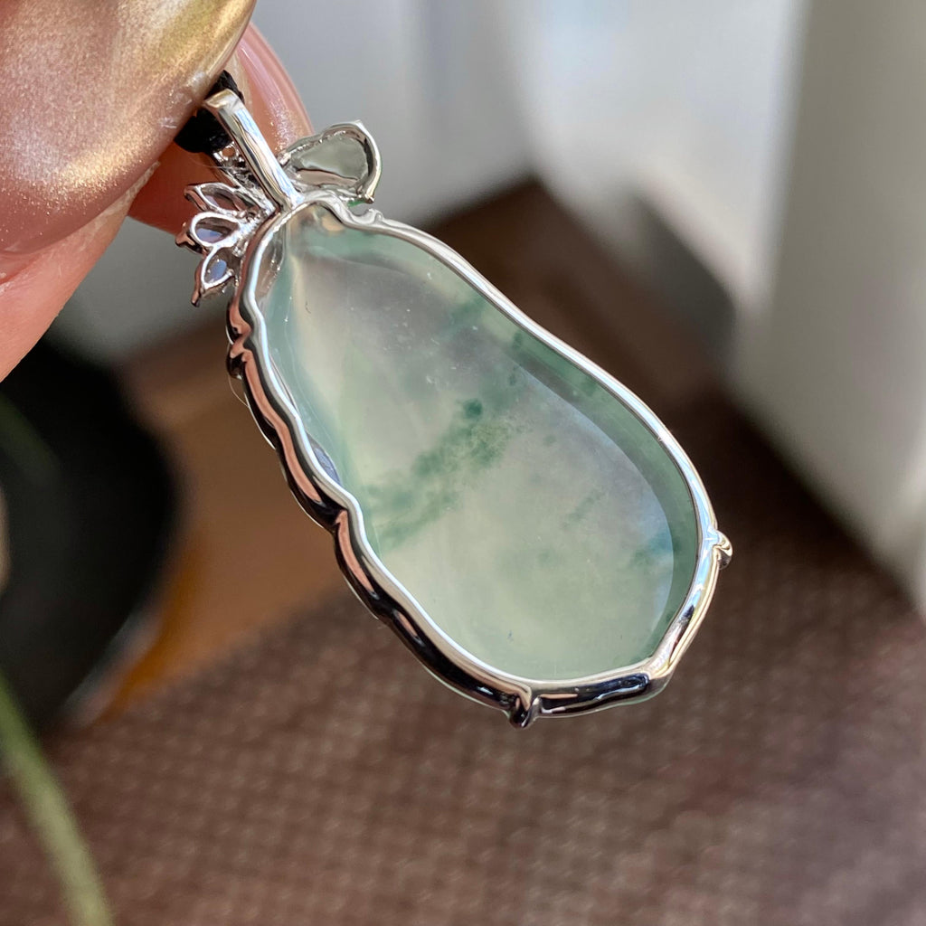 18k金钻镶冰种飘花福瓜吊坠（yc266239）