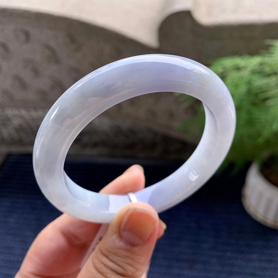 细糯种淡紫罗兰洒金平安镯（56.2mm）（yc093326）