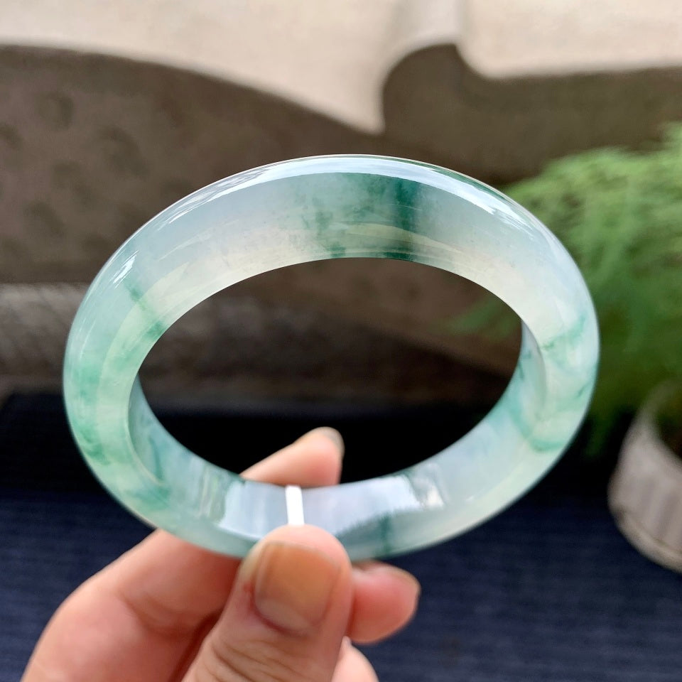 糯冰种飘花平安镯（56.6mm）（yc116152）