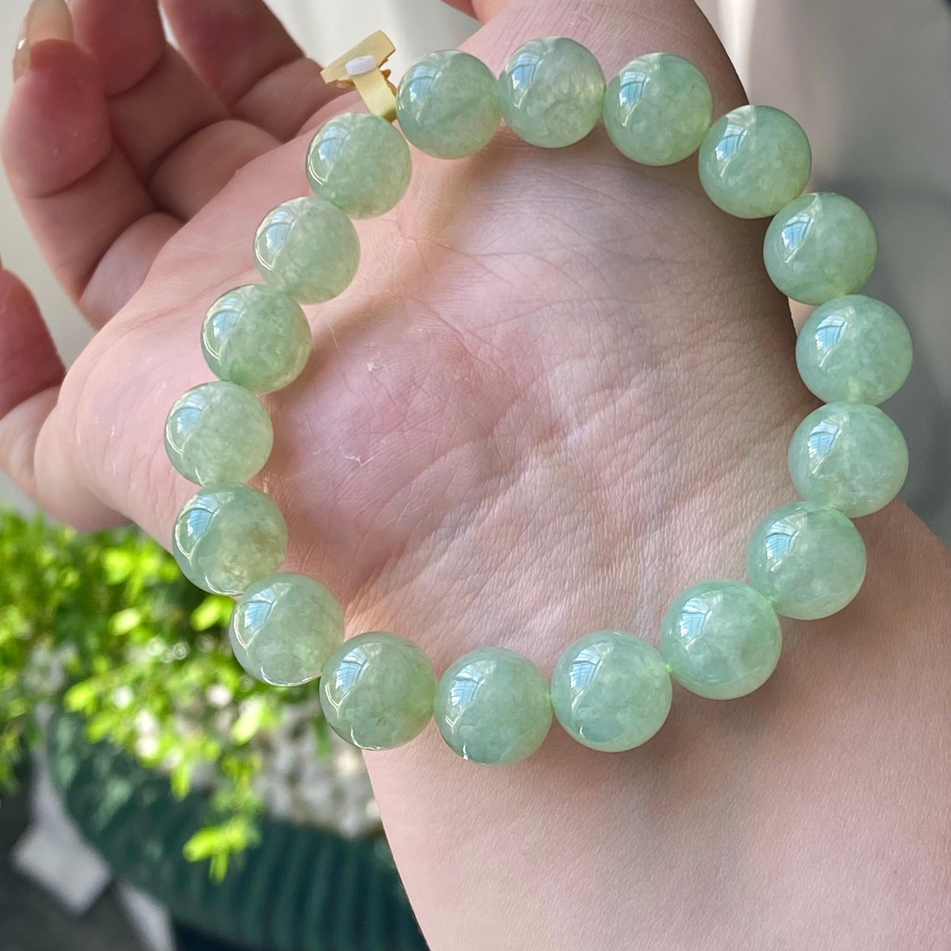 糯冰种湖水绿单圈手串（18颗）（yc203055）