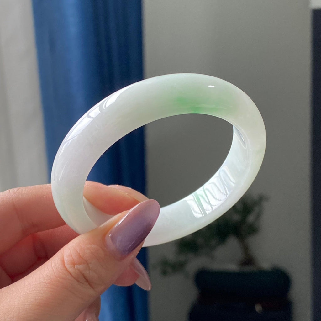 细糯种白底青平安镯手镯（55圈）（yc195718）