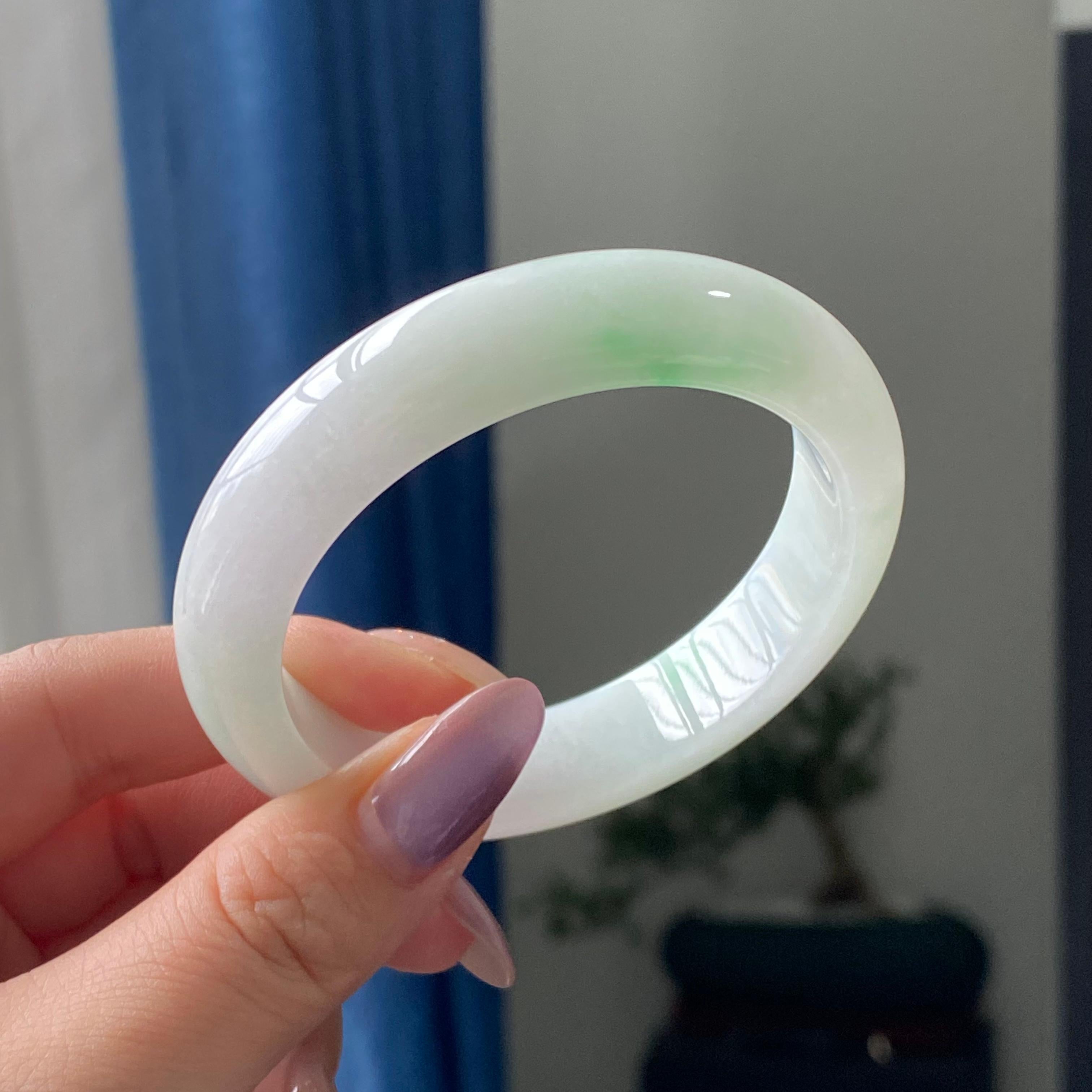 细糯种白底青平安镯手镯（55圈）（yc195718）