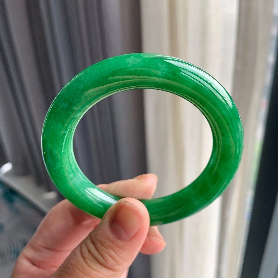 细糯种满绿圆条手镯（55mm）（yc093328）