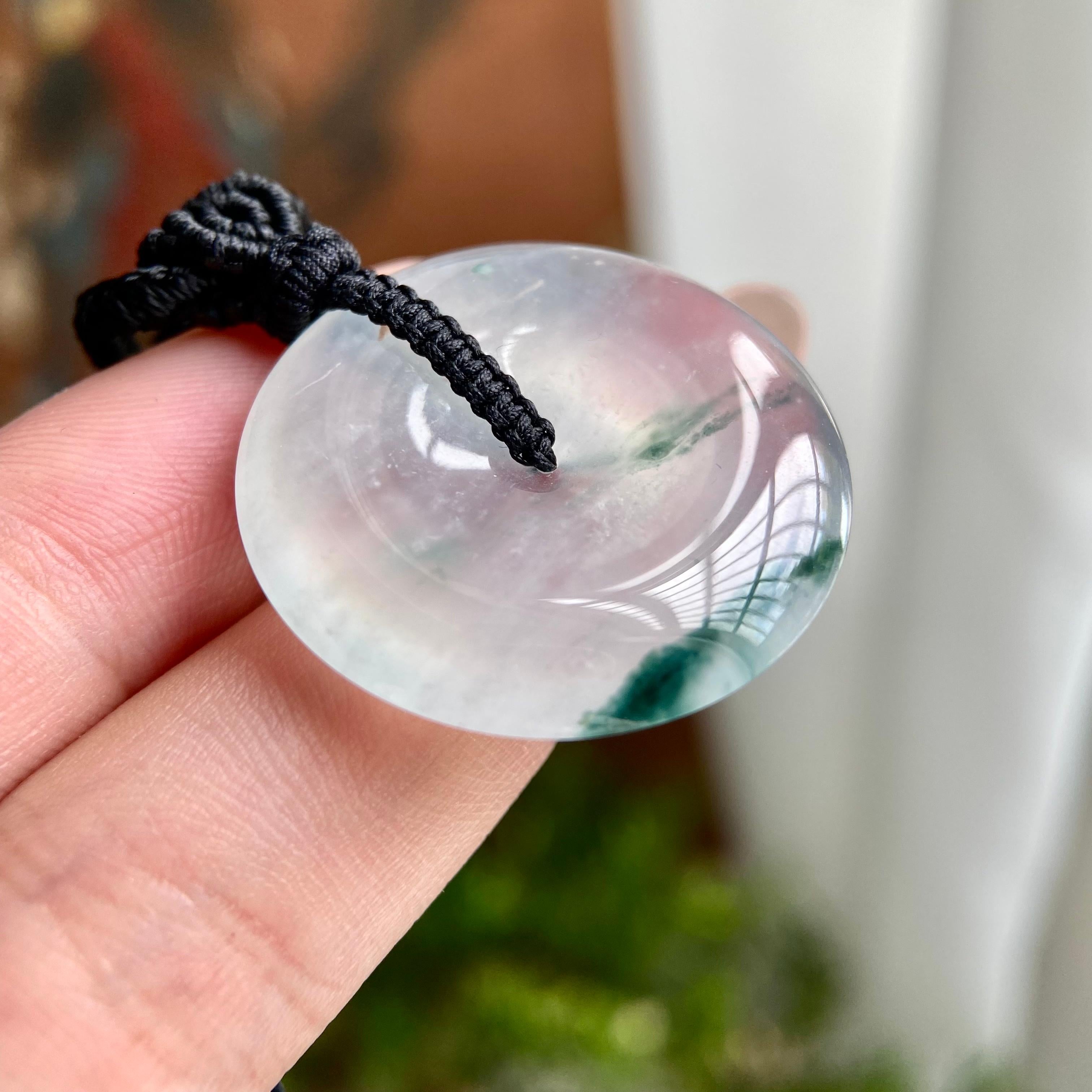 高冰种飘花平安扣吊坠（yc230169）