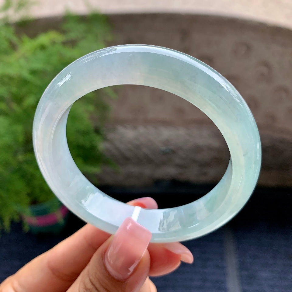 糯冰种蓝晴水平安镯（54.2mm）（yc106761）