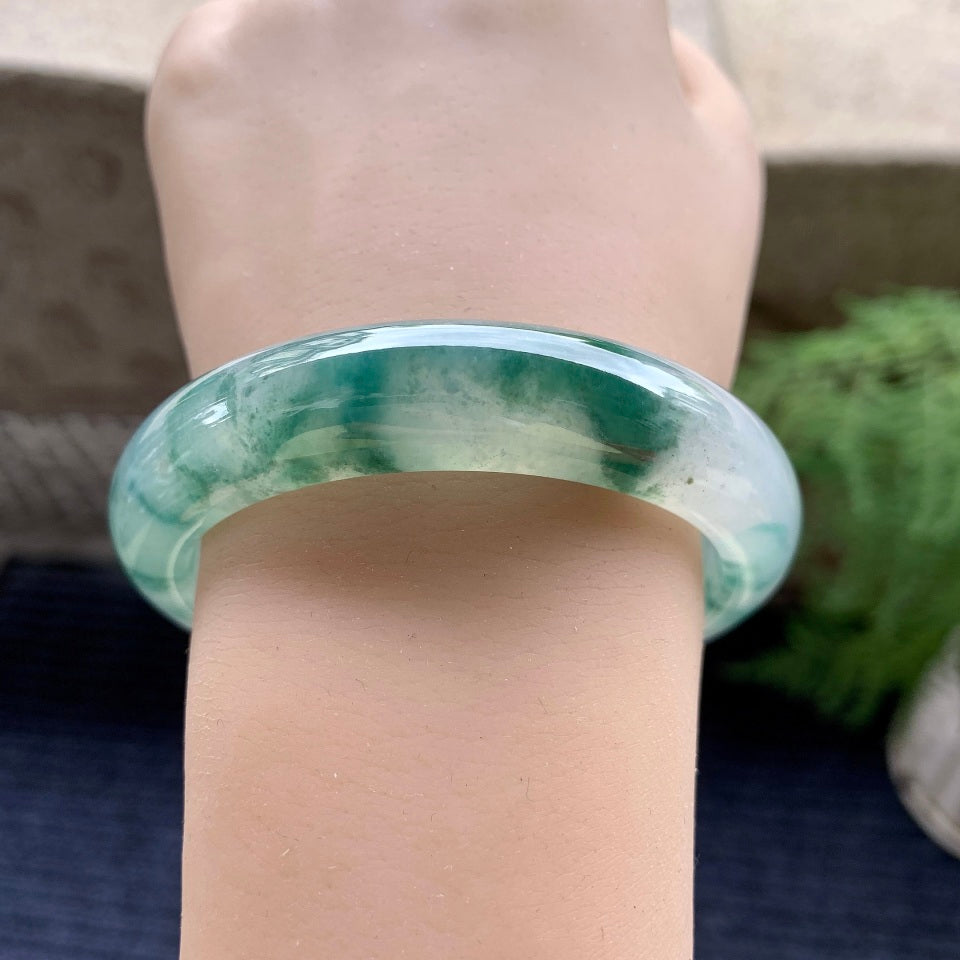 糯冰种飘花平安镯（56.6mm）（yc116152）