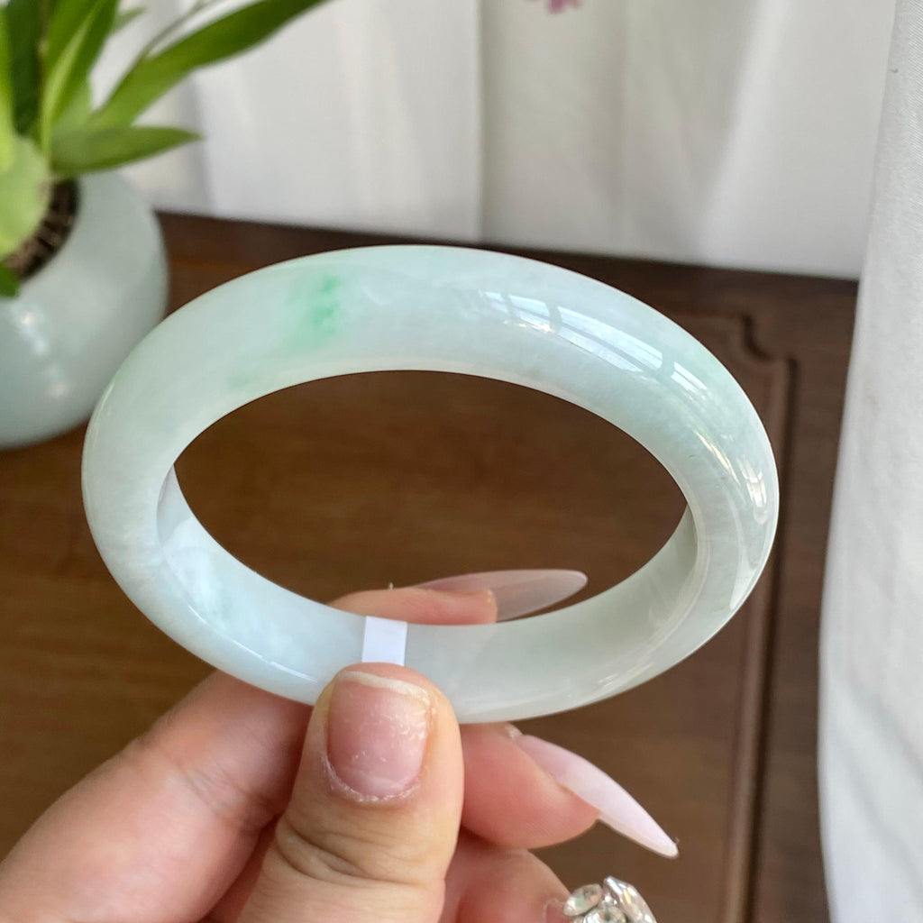 糯冰种飘花手镯（56圈）（yc298431）