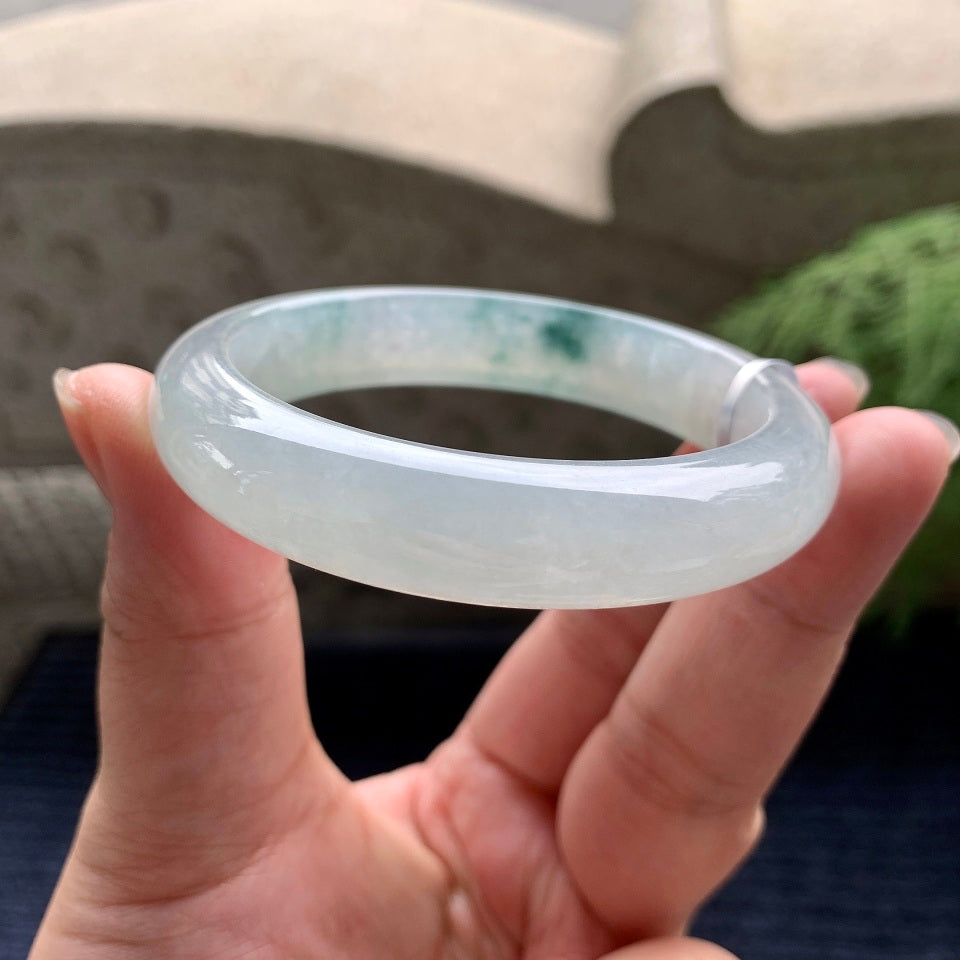 糯冰种飘花平安镯（56.3mm）（yc089911）
