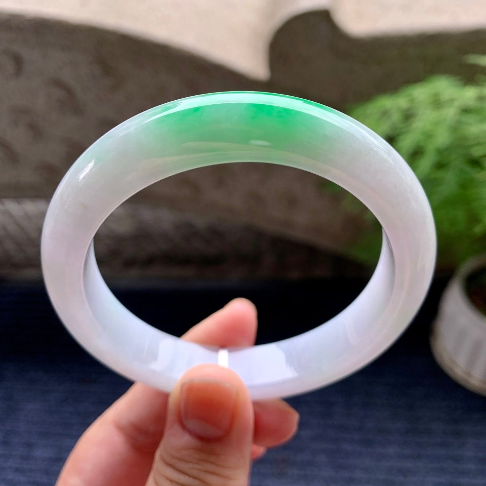 细糯种飘阳绿平安镯（59.8mm）（yc097818）