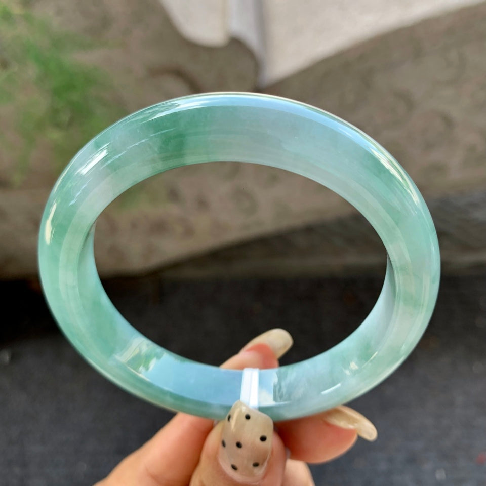 糯冰蓝水翡翠平安镯（58.8mm）（yc029102）
