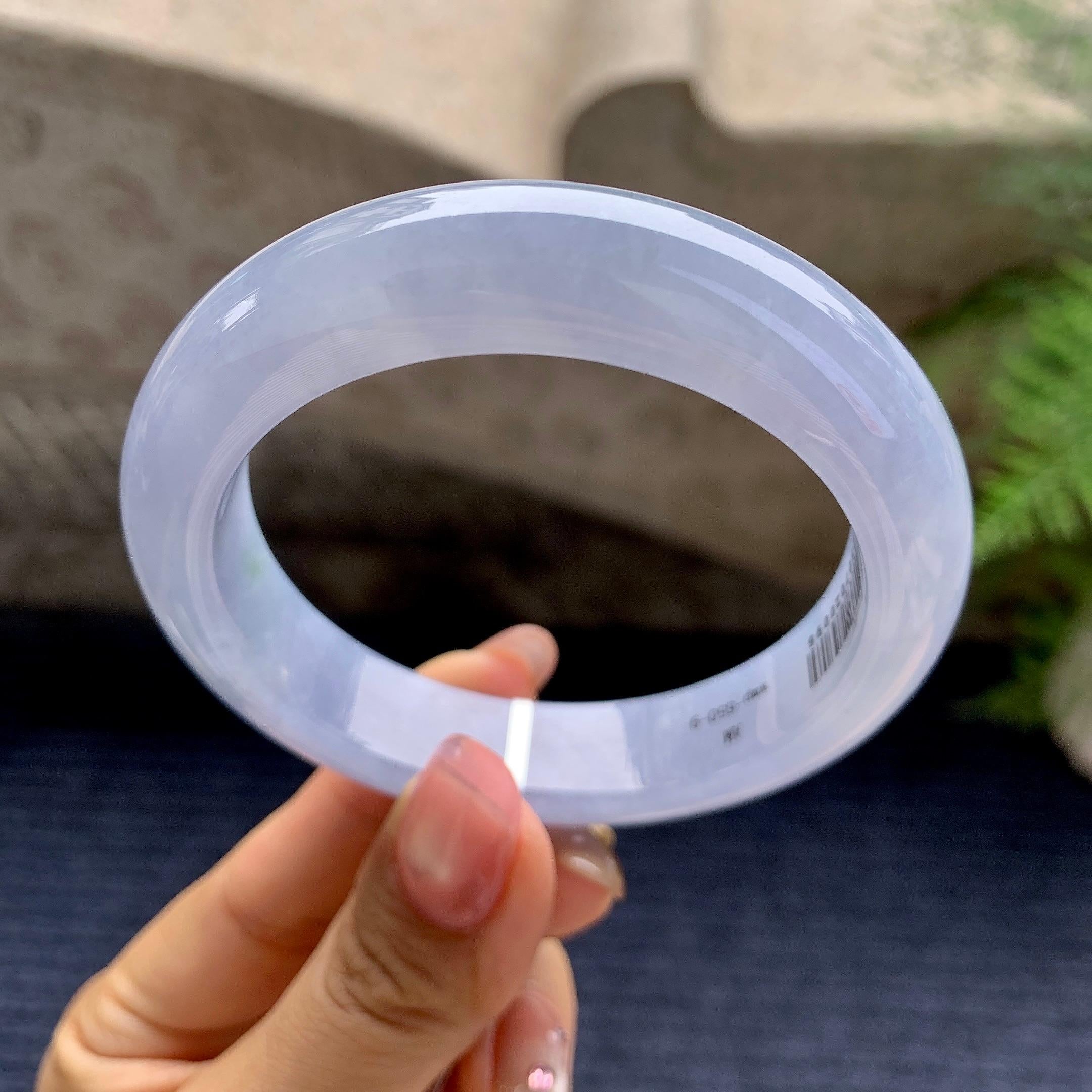 糯冰种紫罗兰平安镯（54.5mm）（yc280877）