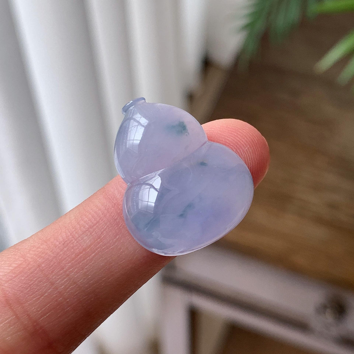 糯冰种 紫底飘花葫芦吊坠 天然缅甸A货翡翠（yc703365）