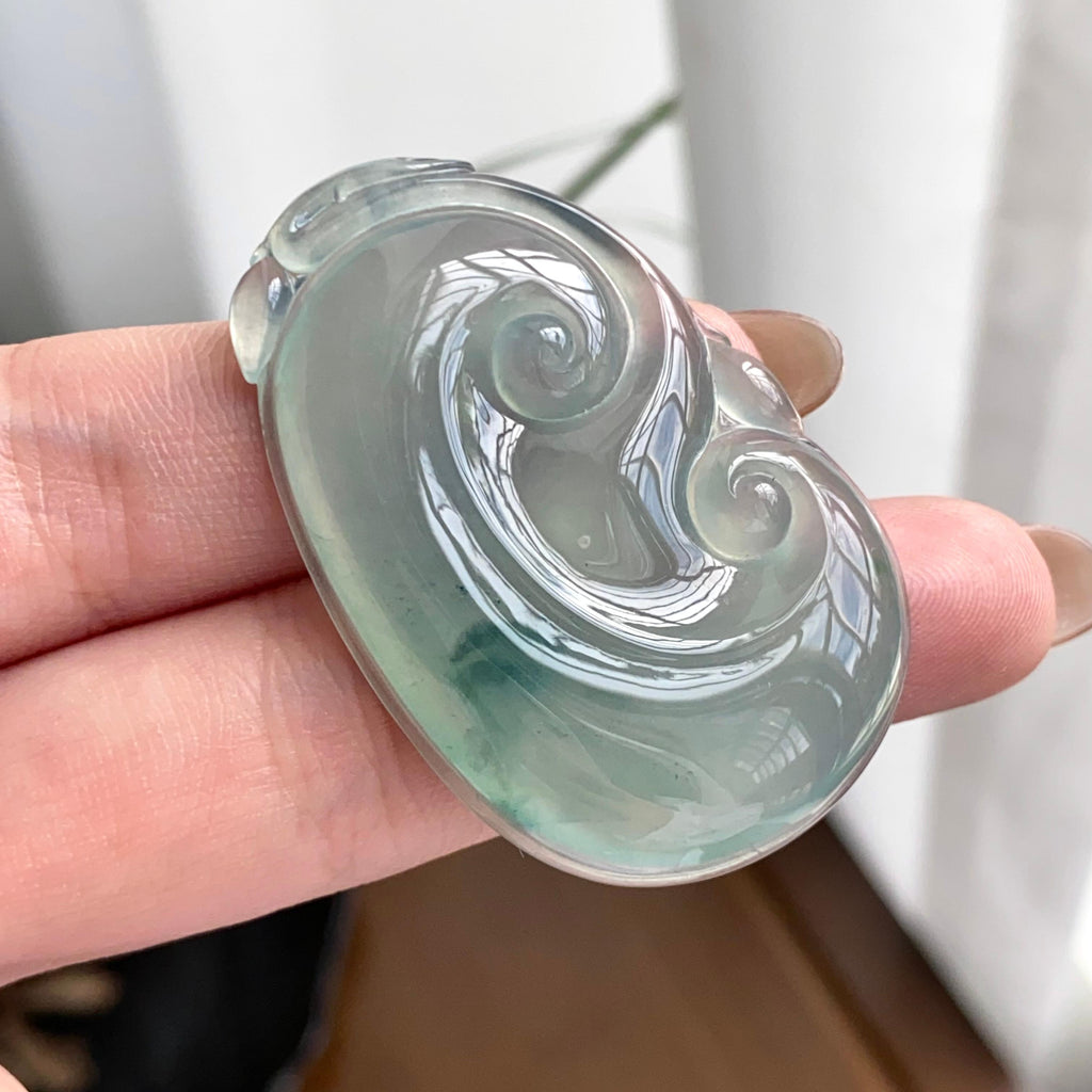 冰种蓝底飘花如意吊坠（yc262756）