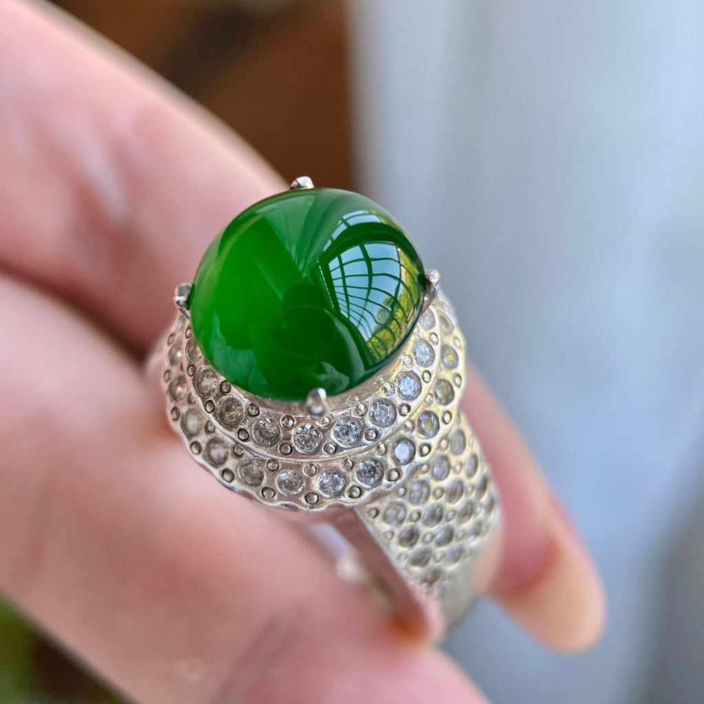 冰种辣阳绿戒面裸石（yc234199）