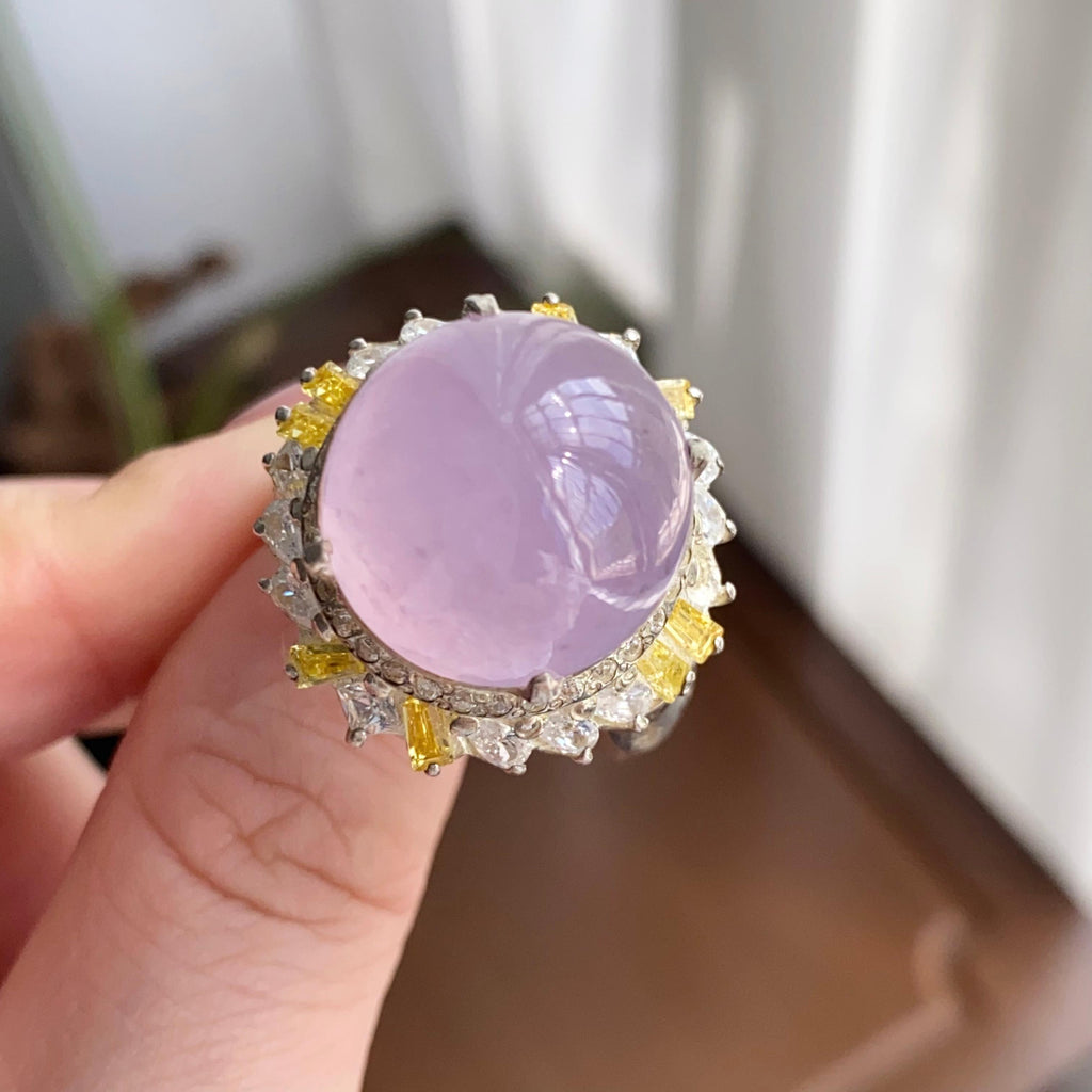 冰种粉春紫戒面裸石（yc258282）