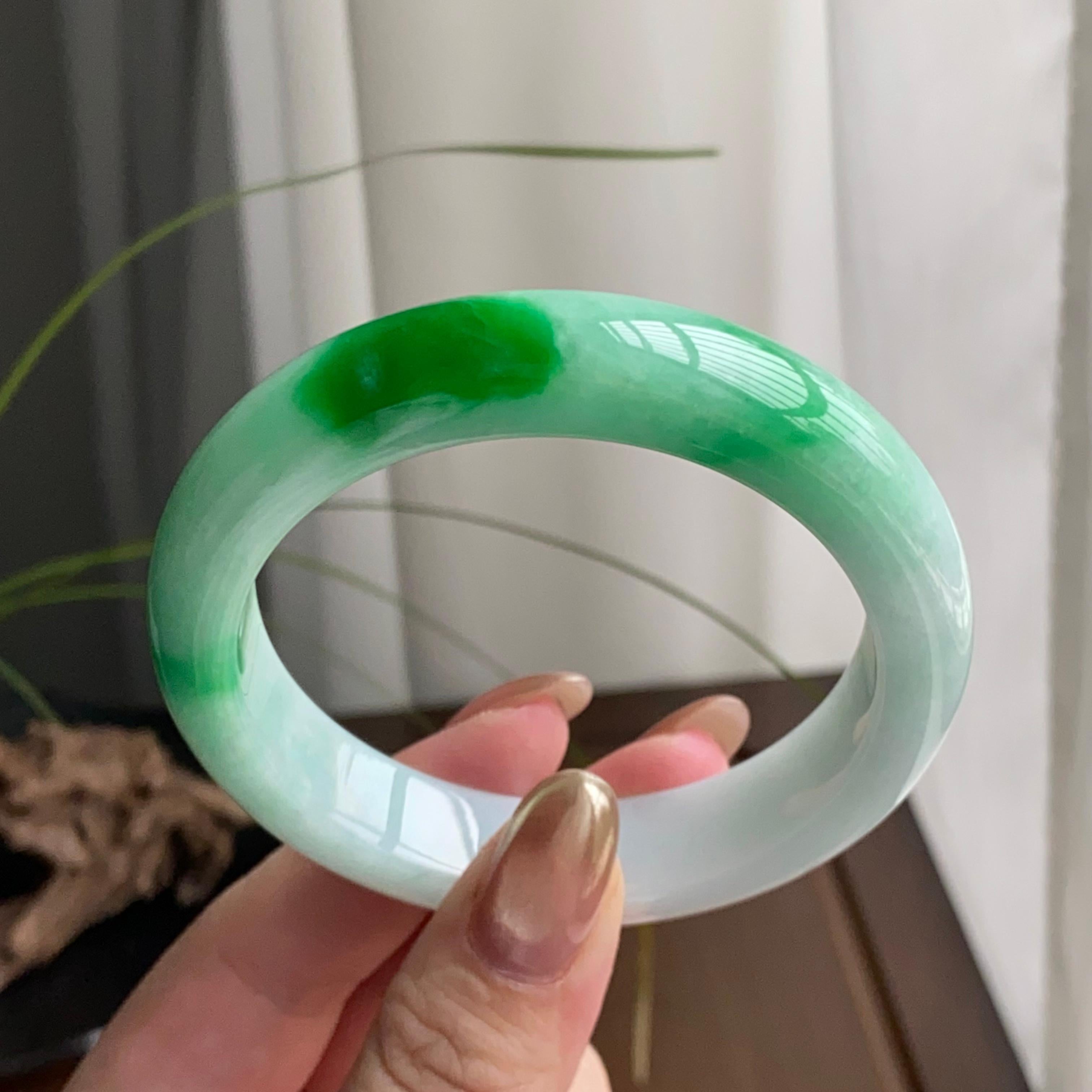 细糯种白底青平安镯（56圈）（yc259454）