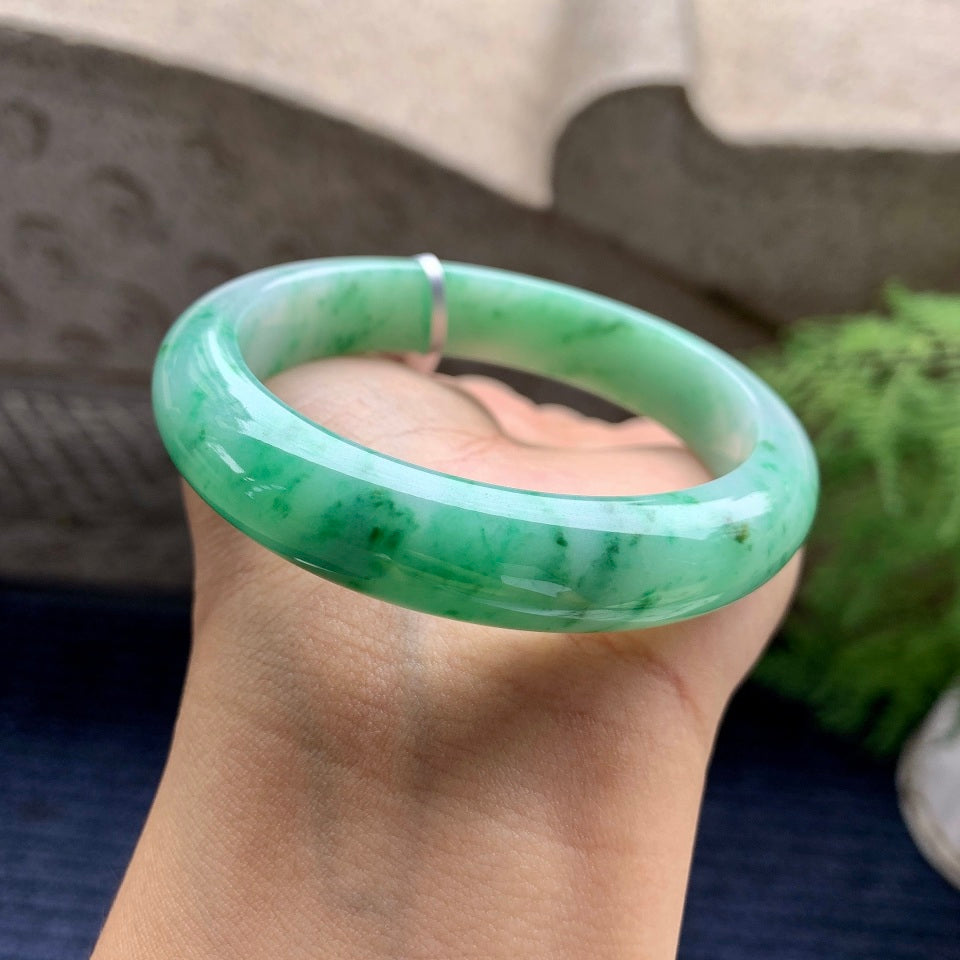 细糯种飘绿平安镯（56.7mm）（yc094312）