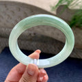 大圈口 细糯种油青半山水正圈平安镯 63圈口 天然缅甸A货翡翠（yc524207）