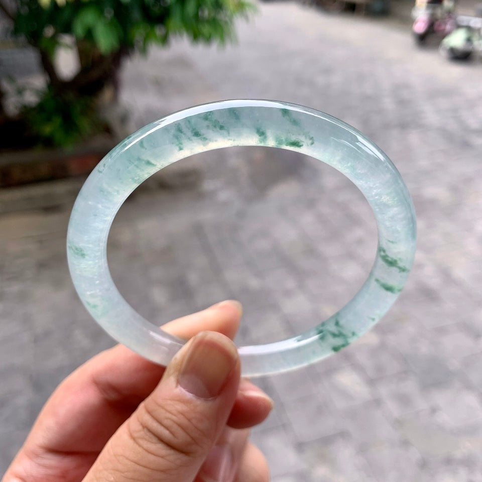 冰种飘花圆条手镯（63.3mm）（yc113972）