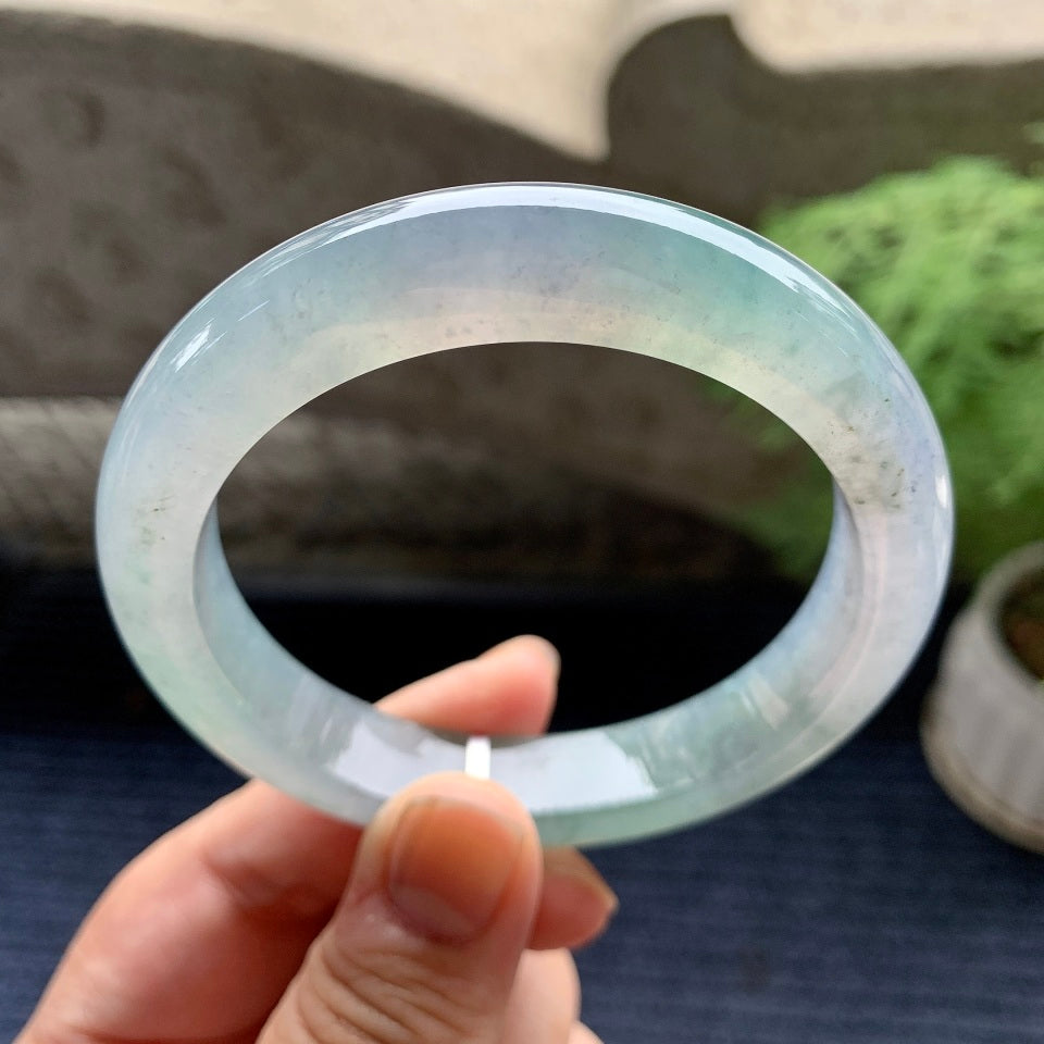 糯冰种飘花平安镯（58.3mm）（yc093391）