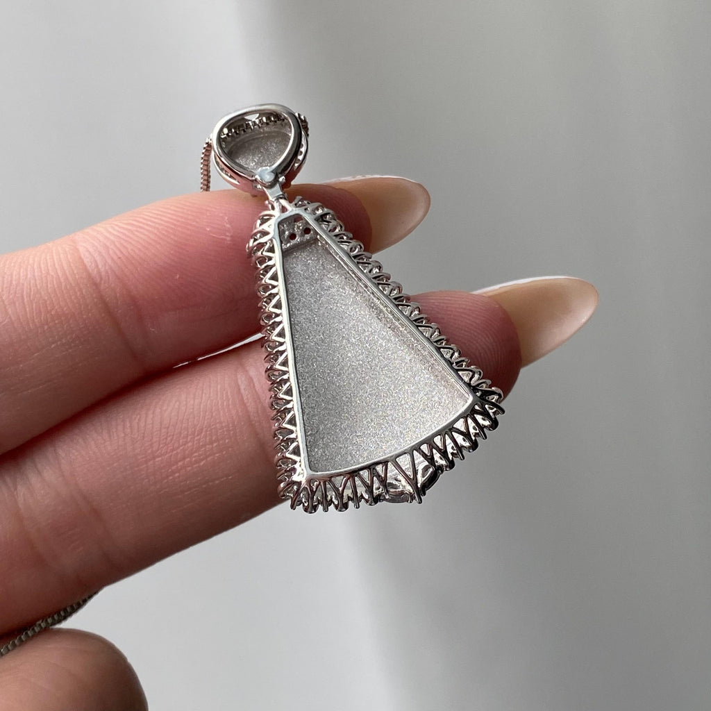 18k金钻镶冰种满绿无事牌吊坠（yc204863）