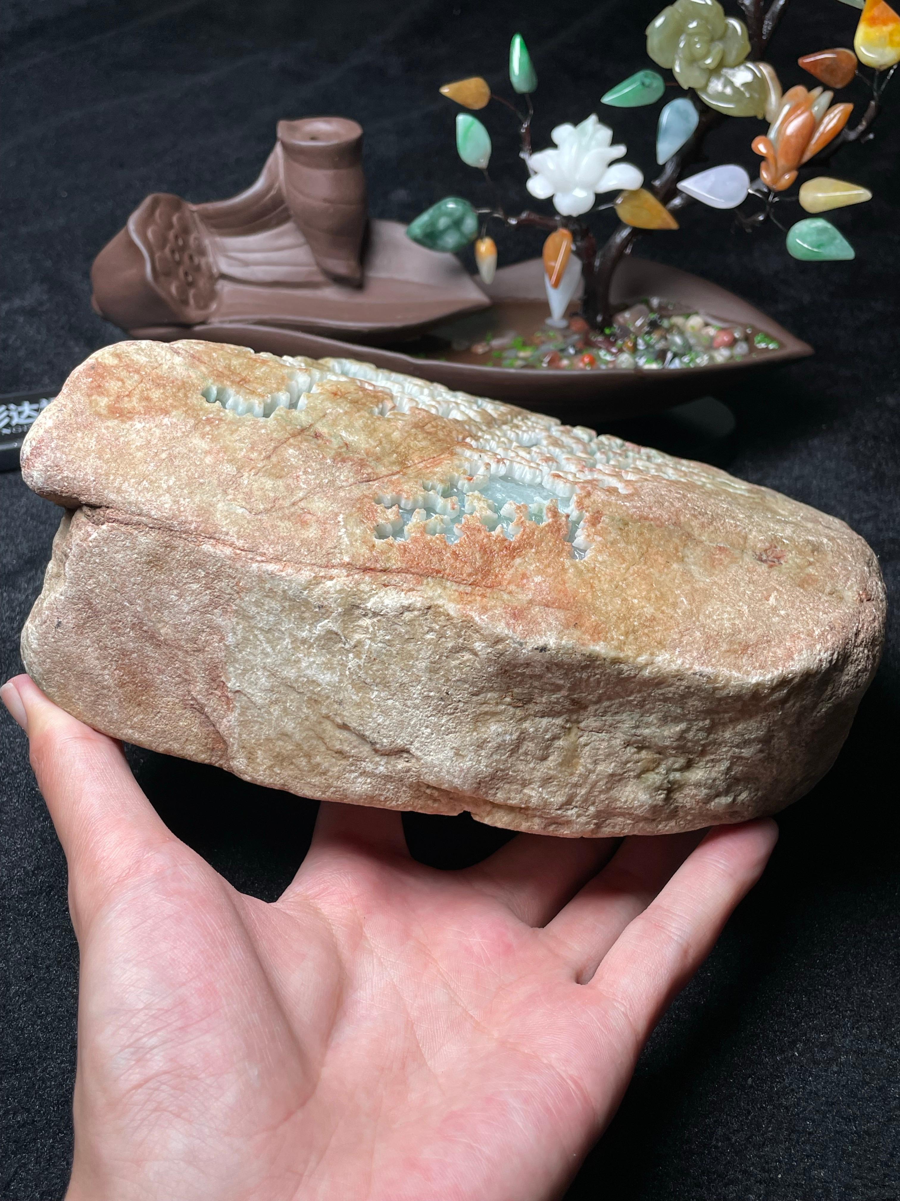 木那开窗白底飘花手镯料（yc488880）