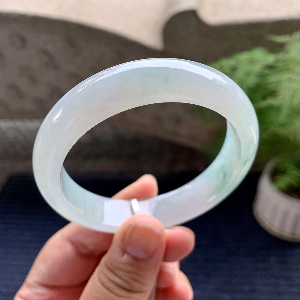 糯冰种飘花平安镯（58mm）（yc098153）