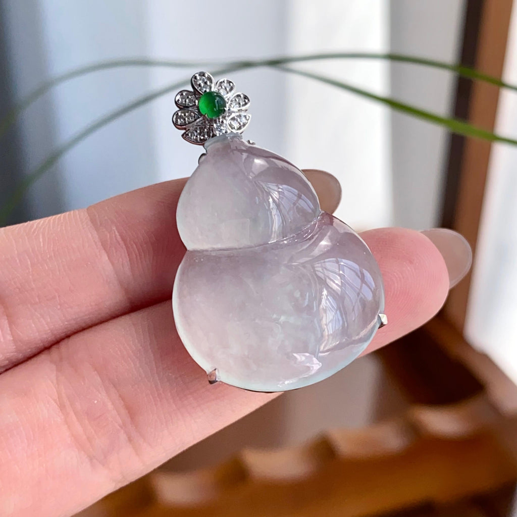 18k金钻镶冰种葫芦吊坠（yc256112）